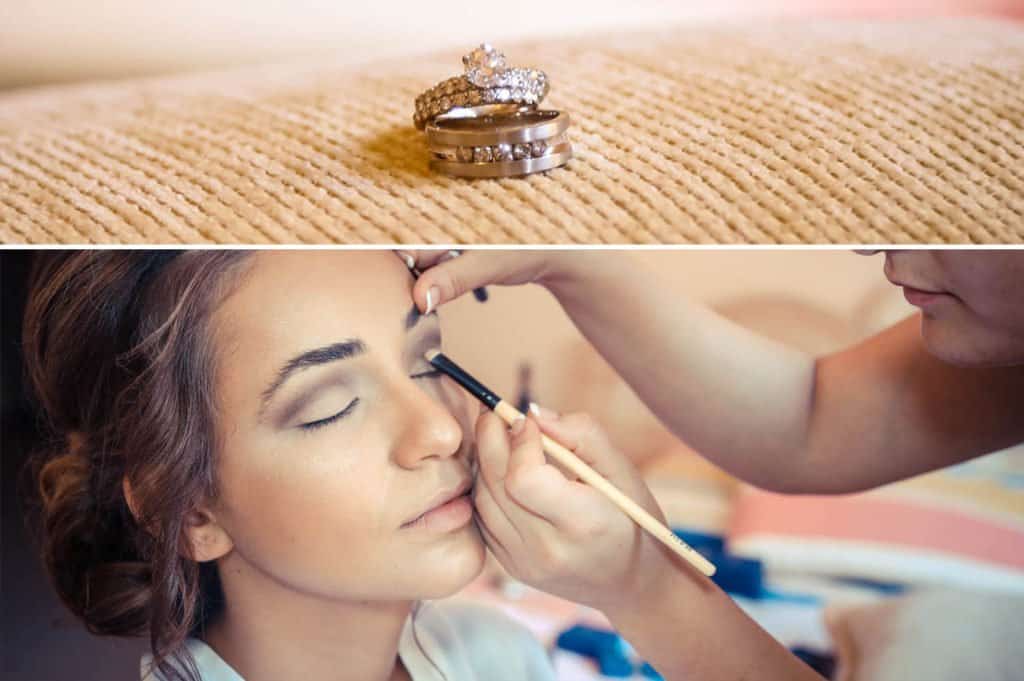 Elegant wedding rings on a textured surface, symbolizing love and commitment for high-end luxury weddings.